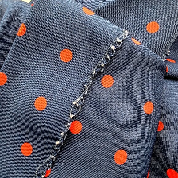 Vtg Navy Blue Dress With Red Polka Dots Button Front Short Sleeves - Picture 11 of 15
